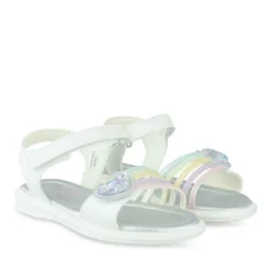 Sandales BLANC Fille Motif Coeurs Scratch