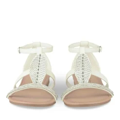 Sandales BLANC Fille Motif Paillettes Boucle