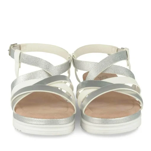 Sandales BLANC Fille Motif Paillettes Boucle