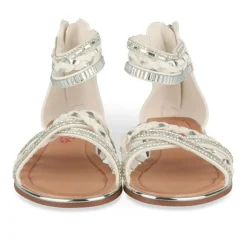 Sandales BLANC Fille Motif Tressé Fermeture éclair
