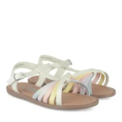 Sandales BLANC Fille Motif Multicolore Boucle