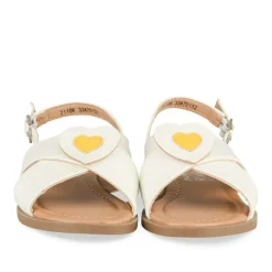 Sandales BLANC Fille Motif Coeurs Boucle