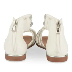 Sandales BLANC Fille Motif Tressé Fermeture éclair
