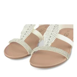 Sandales BLANC Fille Motif Paillettes Boucle