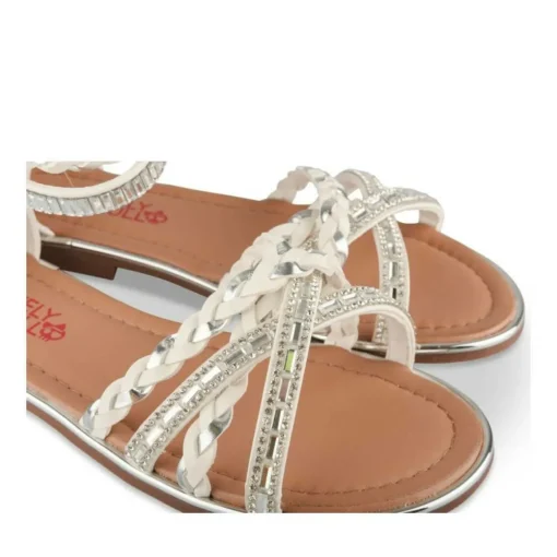 Sandales BLANC Fille Motif Tressé Fermeture éclair