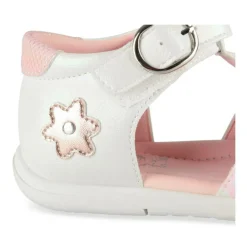 Sandales BLANC Fille Motif Fleuri Scratch
