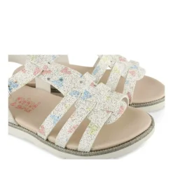 Sandales BLANC Fille Motif Coeurs Boucle