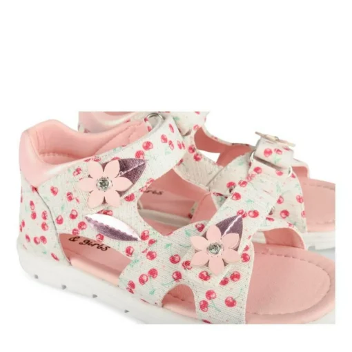 Sandales BLANC Fille Motif Fleuri Scratch