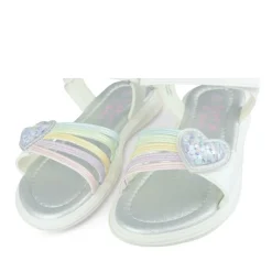 Sandales BLANC Fille Motif Coeurs Scratch