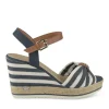 Sandales BLEU Femme Motif Rayures Boucle