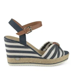 Sandales BLEU Femme Motif Rayures Boucle