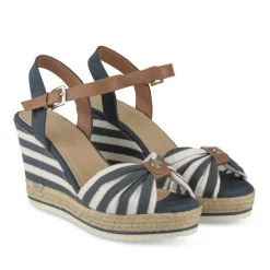 Sandales BLEU Femme Motif Rayures Boucle