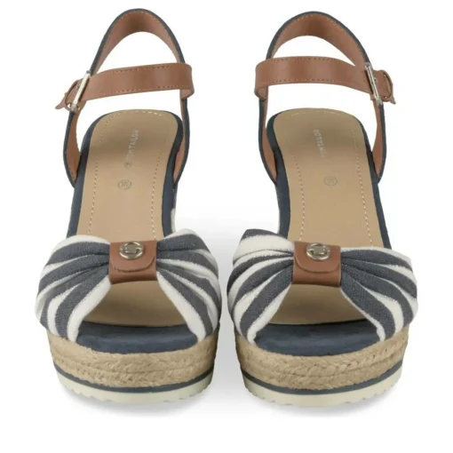 Sandales BLEU Femme Motif Rayures Boucle