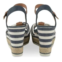Sandales BLEU Femme Motif Rayures Boucle