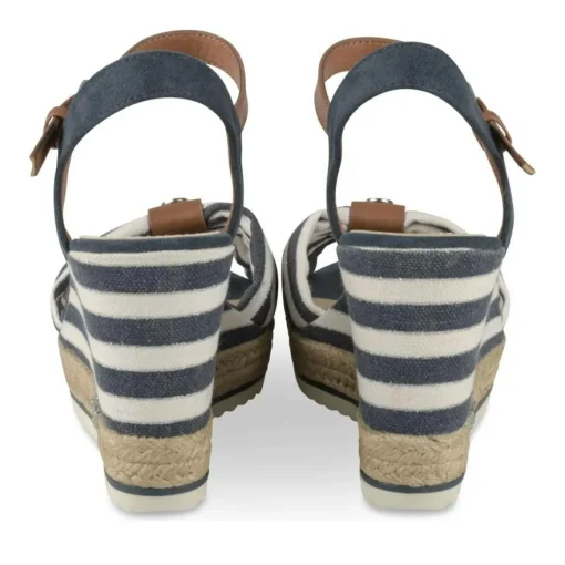 Sandales BLEU Femme Motif Rayures Boucle