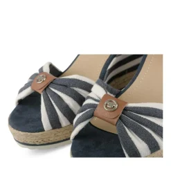 Sandales BLEU Femme Motif Rayures Boucle