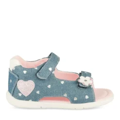 Sandales BLEU Fille Motif Coeurs Scratch