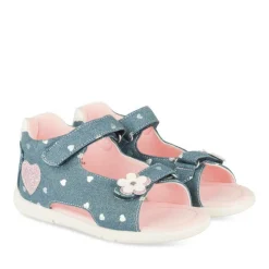 Sandales BLEU Fille Motif Coeurs Scratch