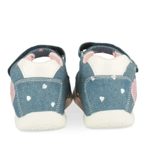 Sandales BLEU Fille Motif Coeurs Scratch
