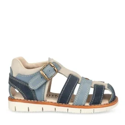 Sandales BLEU Garçon CUIR Motif Uni Scratch
