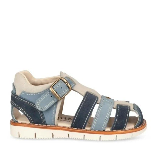 Sandales BLEU Garçon CUIR Motif Uni Scratch