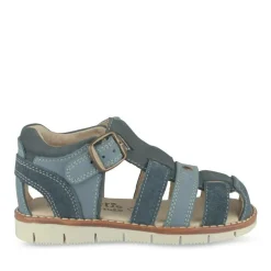 Sandales BLEU Garçon CUIR Motif Uni Boucle
