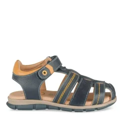 Sandales BLEU Garçon CUIR Motif Uni Scratch
