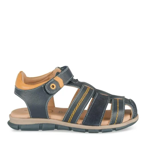 Sandales BLEU Garçon CUIR Motif Uni Scratch