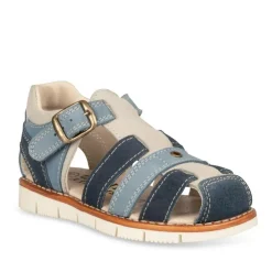 Sandales BLEU Garçon CUIR Motif Uni Scratch