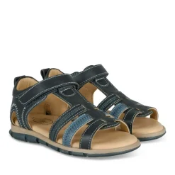 Sandales BLEU Garçon CUIR Motif Uni Scratch