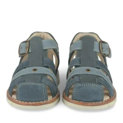 Sandales BLEU Garçon CUIR Motif Uni Boucle