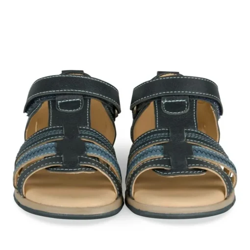 Sandales BLEU Garçon CUIR Motif Uni Scratch