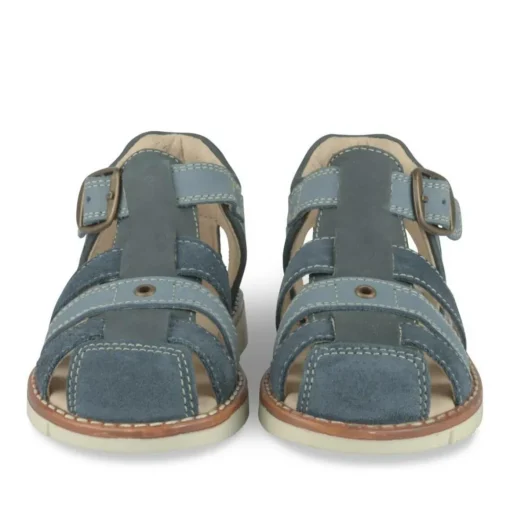 Sandales BLEU Garçon CUIR Motif Uni Boucle
