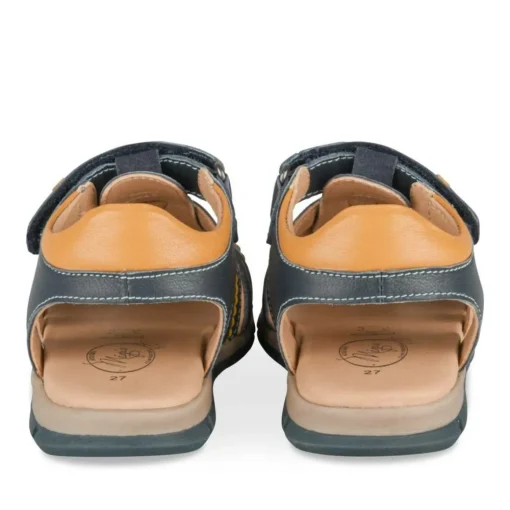 Sandales BLEU Garçon CUIR Motif Uni Scratch