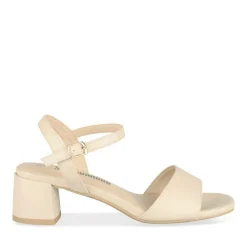 Sandales Carré BEIGE Femme Motif Uni Boucle