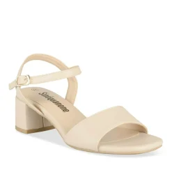 Sandales Carré BEIGE Femme Motif Uni Boucle