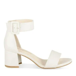 Sandales Carré BLANC Femme Motif Uni Boucle