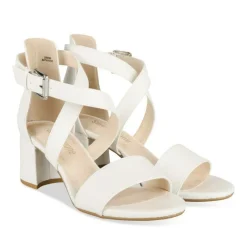 Sandales Carré BLANC Femme Motif Animal Boucle