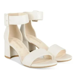 Sandales Carré BLANC Femme Motif Uni Boucle