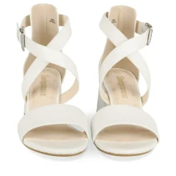 Sandales Carré BLANC Femme Motif Animal Boucle
