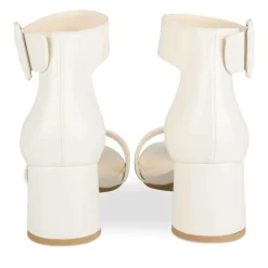 Sandales Carré BLANC Femme Motif Uni Boucle