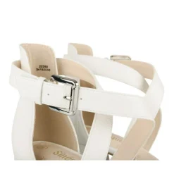 Sandales Carré BLANC Femme Motif Animal Boucle