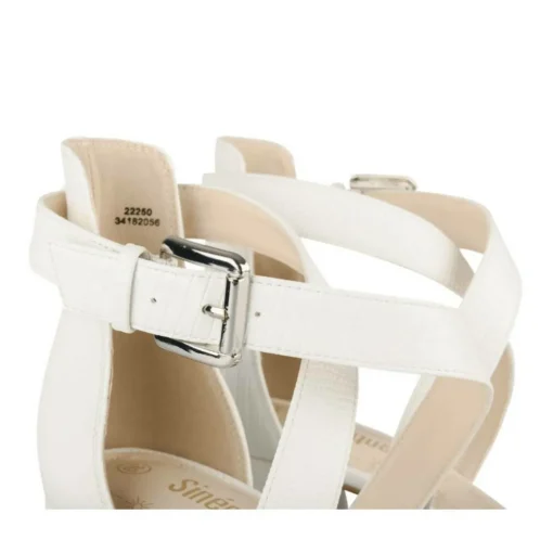 Sandales Carré BLANC Femme Motif Animal Boucle
