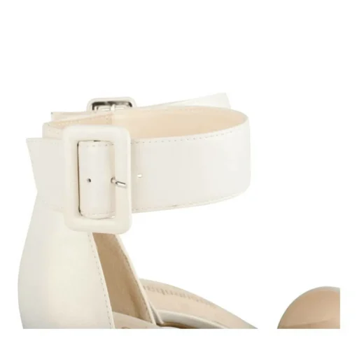 Sandales Carré BLANC Femme Motif Uni Boucle