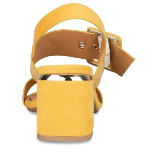 Sandales Carré JAUNE Femme Boucle