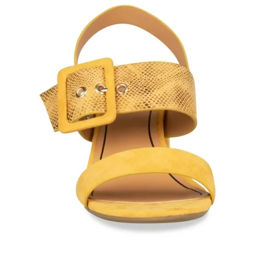 Sandales Carré JAUNE Femme Boucle