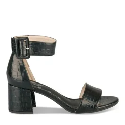 Sandales Carré NOIR Femme Motif Animal Boucle