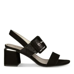 Sandales Carré NOIR Femme Boucle