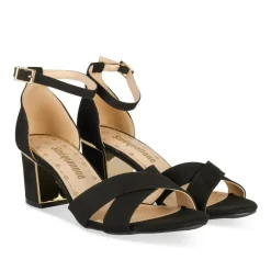 Sandales Carré NOIR Femme Motif Uni Boucle
