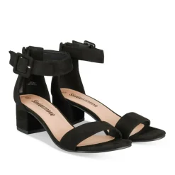 Sandales Carré NOIR Femme Motif Uni Boucle